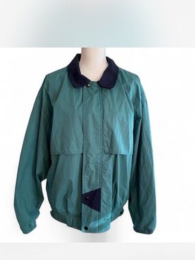 Utility Windbreaker Jacket in Teal with Contrast Collar